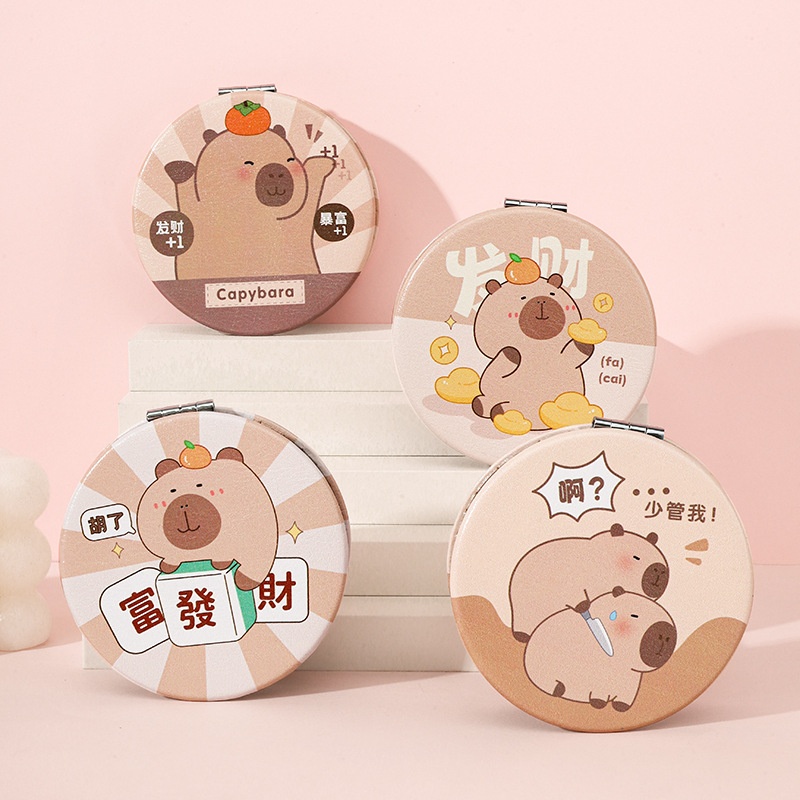 Gương bọc da 2 mặt tròn Capybara