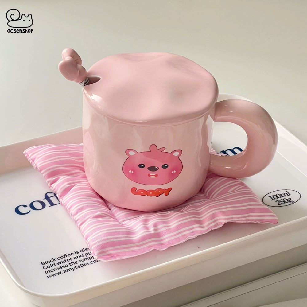 Cốc sứ Loopy kèm thìa nơ (400ml)