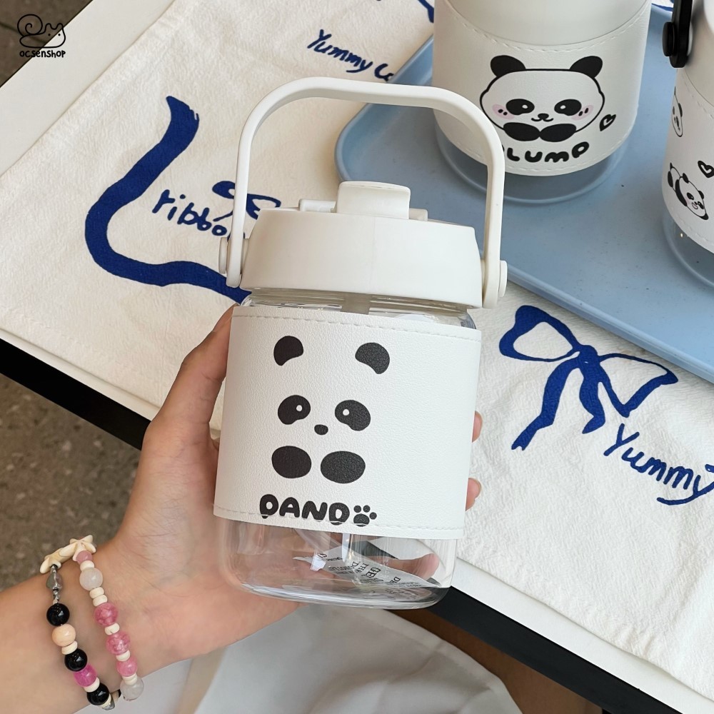 Bình thủy tinh kèm bao da Panda (500ml)