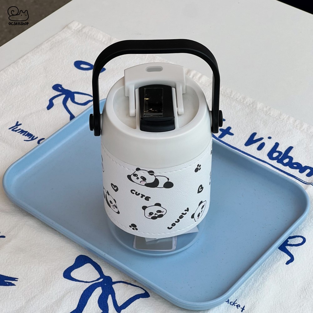 Bình thủy tinh kèm bao da Panda (500ml)