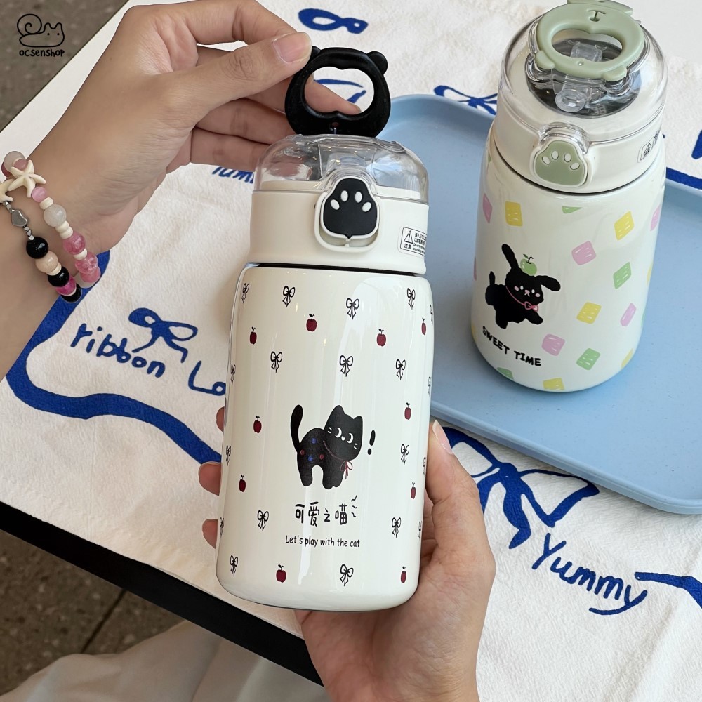 Bình giữ nhiệt Cún mèo đen (400ml)