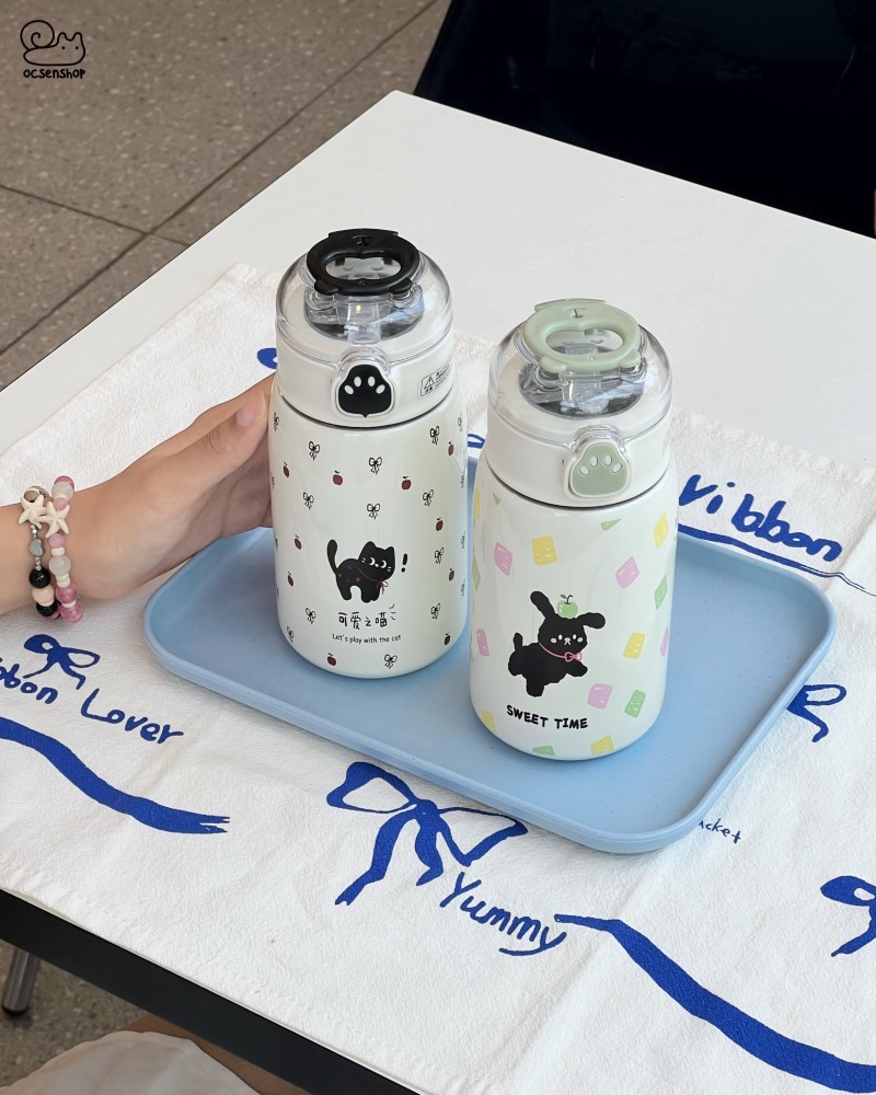 Bình giữ nhiệt Cún mèo đen (400ml)