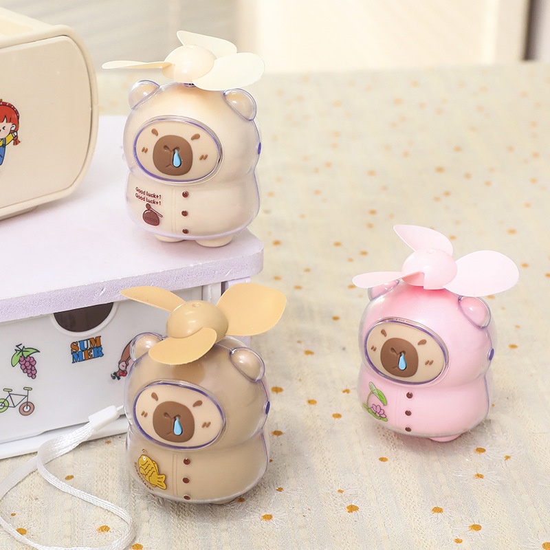 Quạt USB Capybara mặc áo mưa (300-500mAH)