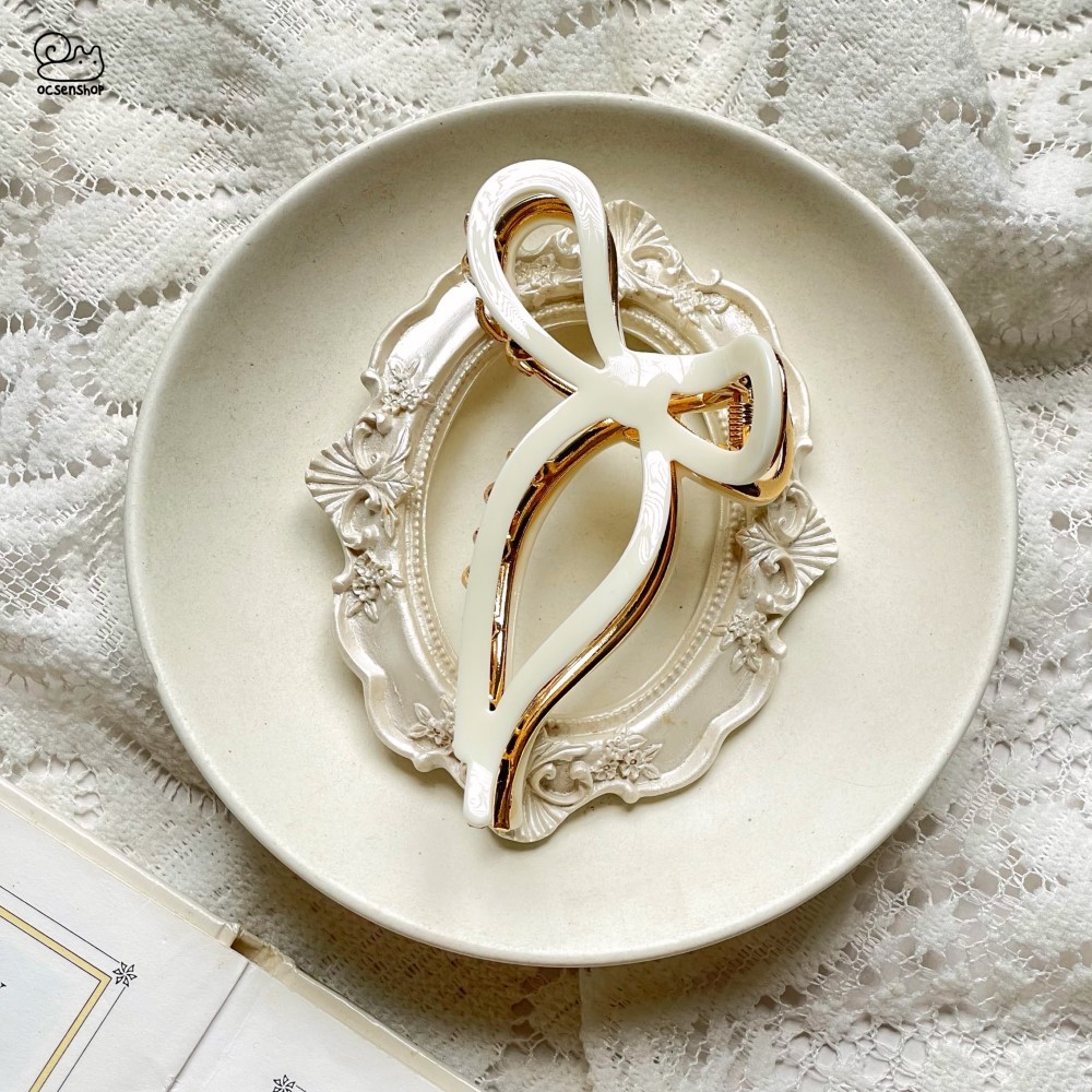 Kẹp càng cua Nơ gold viền màu (11,5cm)