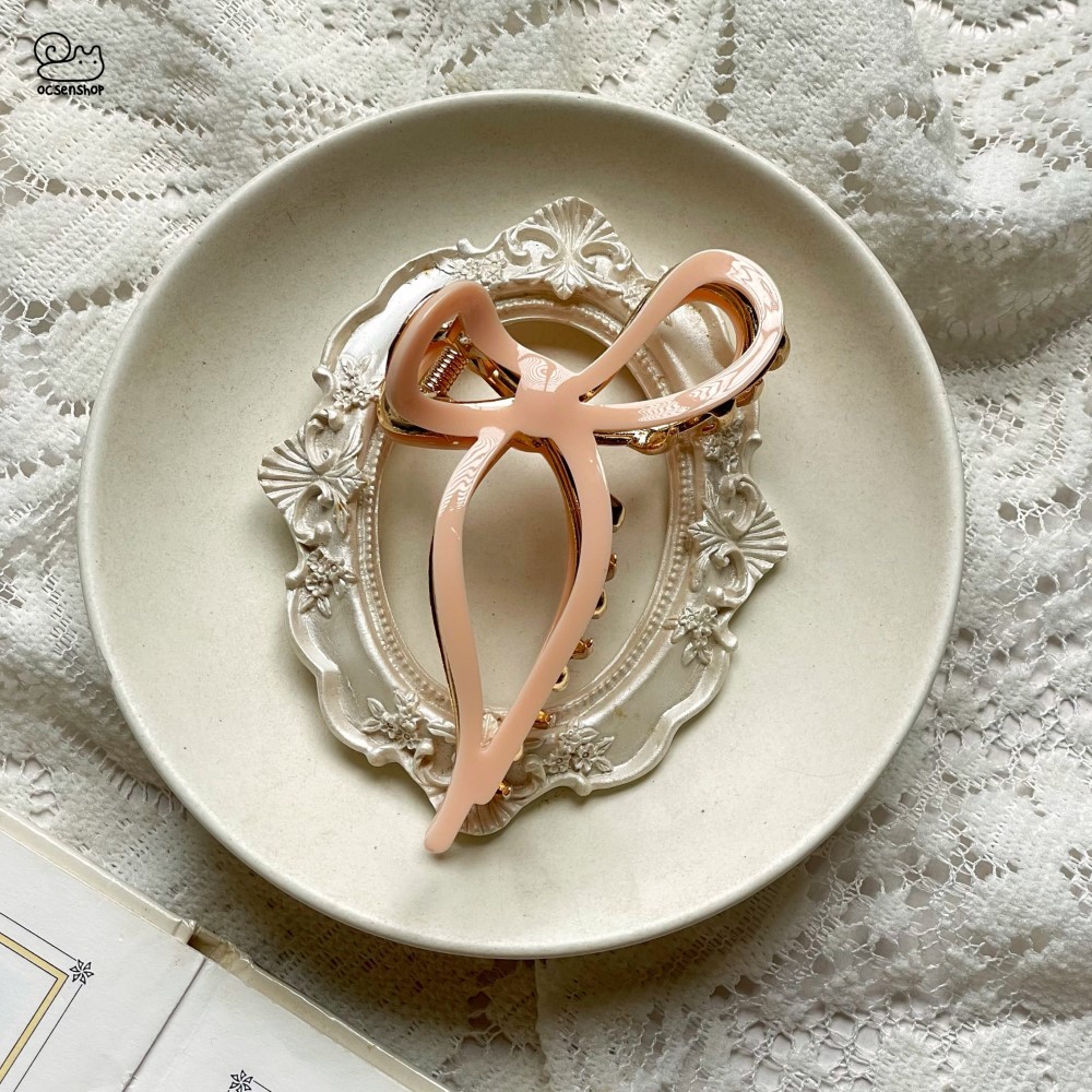 Kẹp càng cua Nơ gold viền màu (11,5cm)