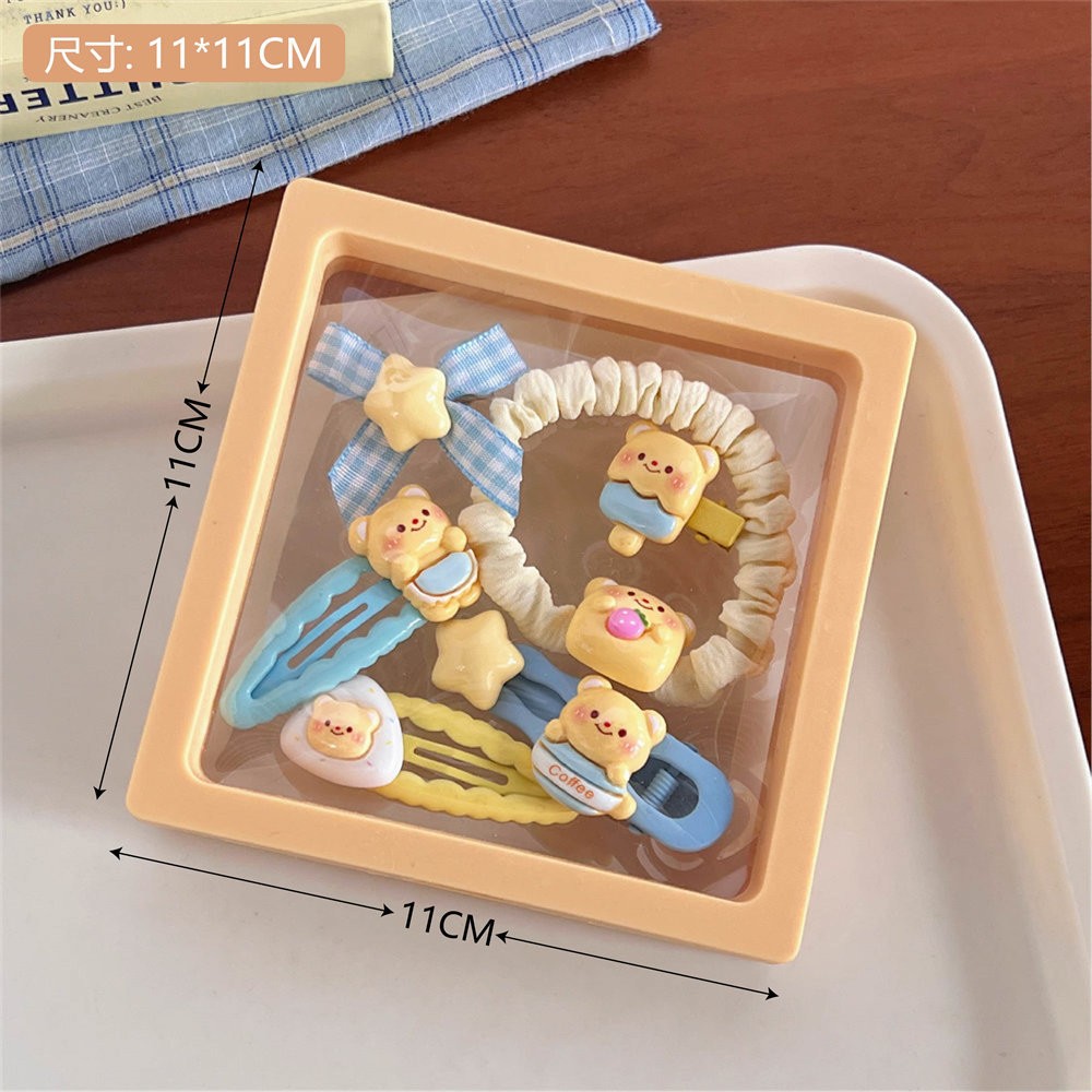 Hộp chun + kẹp tóc Cheese bear
