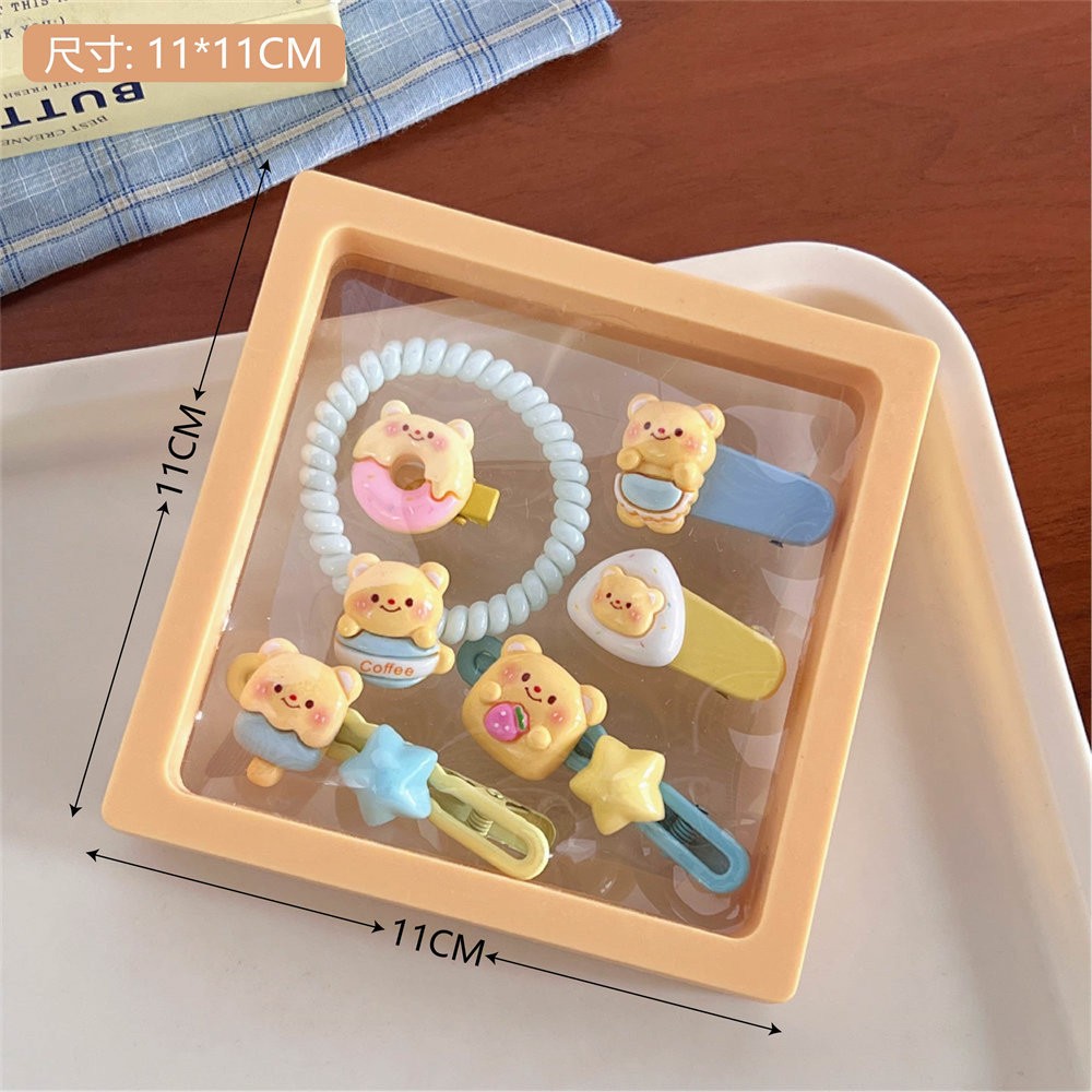 Hộp chun + kẹp tóc Cheese bear