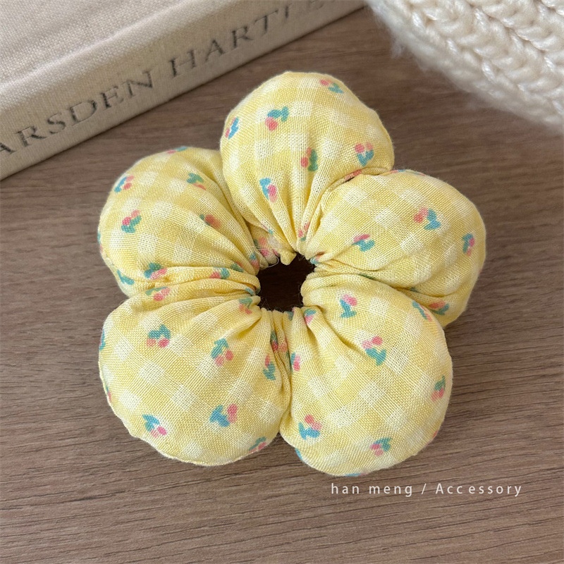 Scrunchie hoa bông phồng họa tiết
