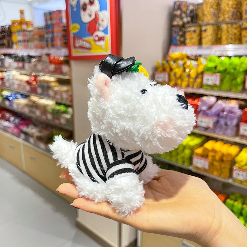 Móc khóa bông Cún trắng lông xù