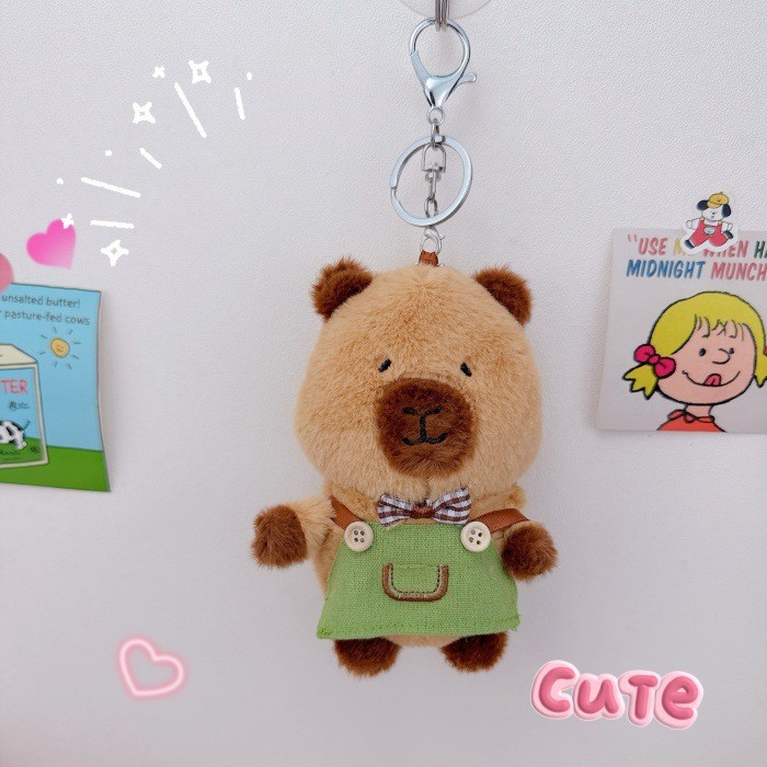Móc khóa bông Capybara đầu bếp