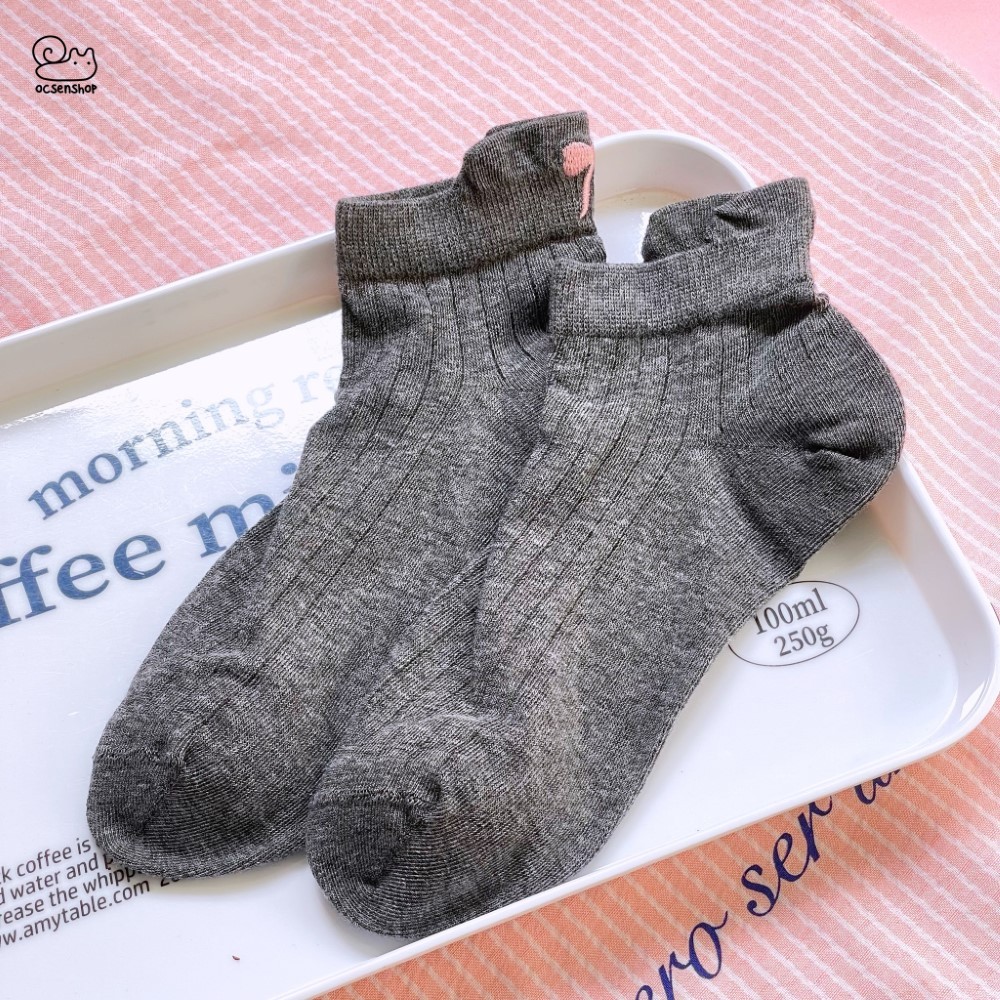 Tất ngắn cổ gót thêu nơ