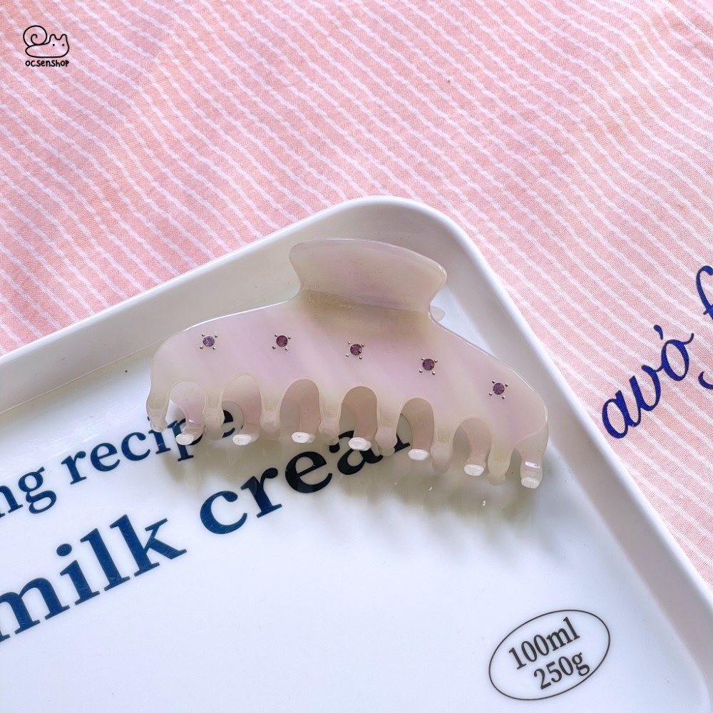 Kẹp càng cua bán nguyệt đính đá (10,5cm)
