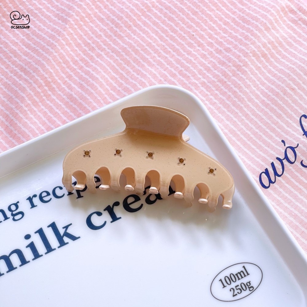 Kẹp càng cua bán nguyệt đính đá (10,5cm)
