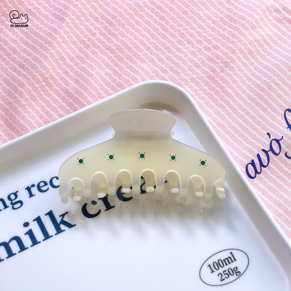 Kẹp càng cua bán nguyệt đính đá (10,5cm)
