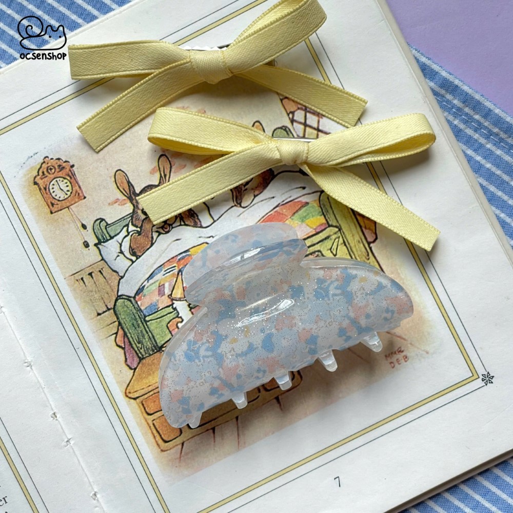 Kẹp càng cua bán nguyệt nền hoa (8cm)