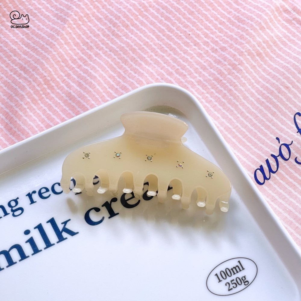 Kẹp càng cua bán nguyệt đính đá (10,5cm)