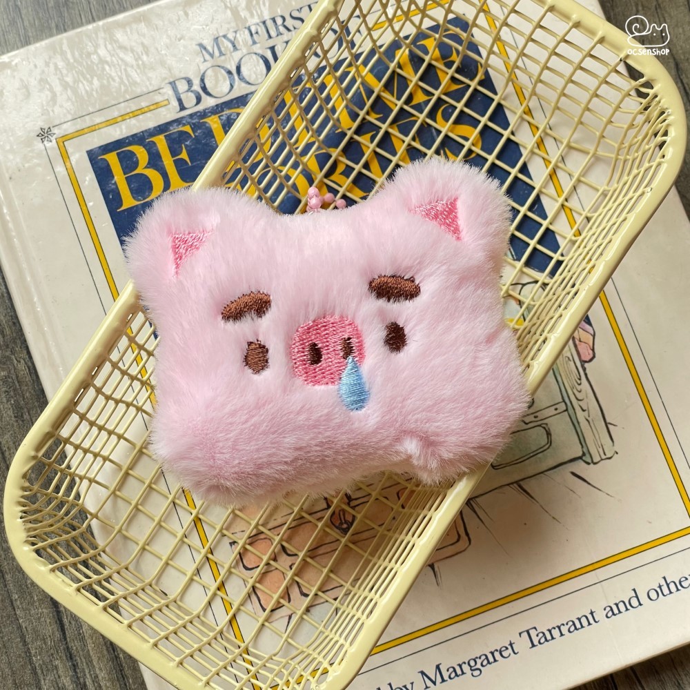 Móc khóa bông mặt Heo hồng (10x6,5cm)