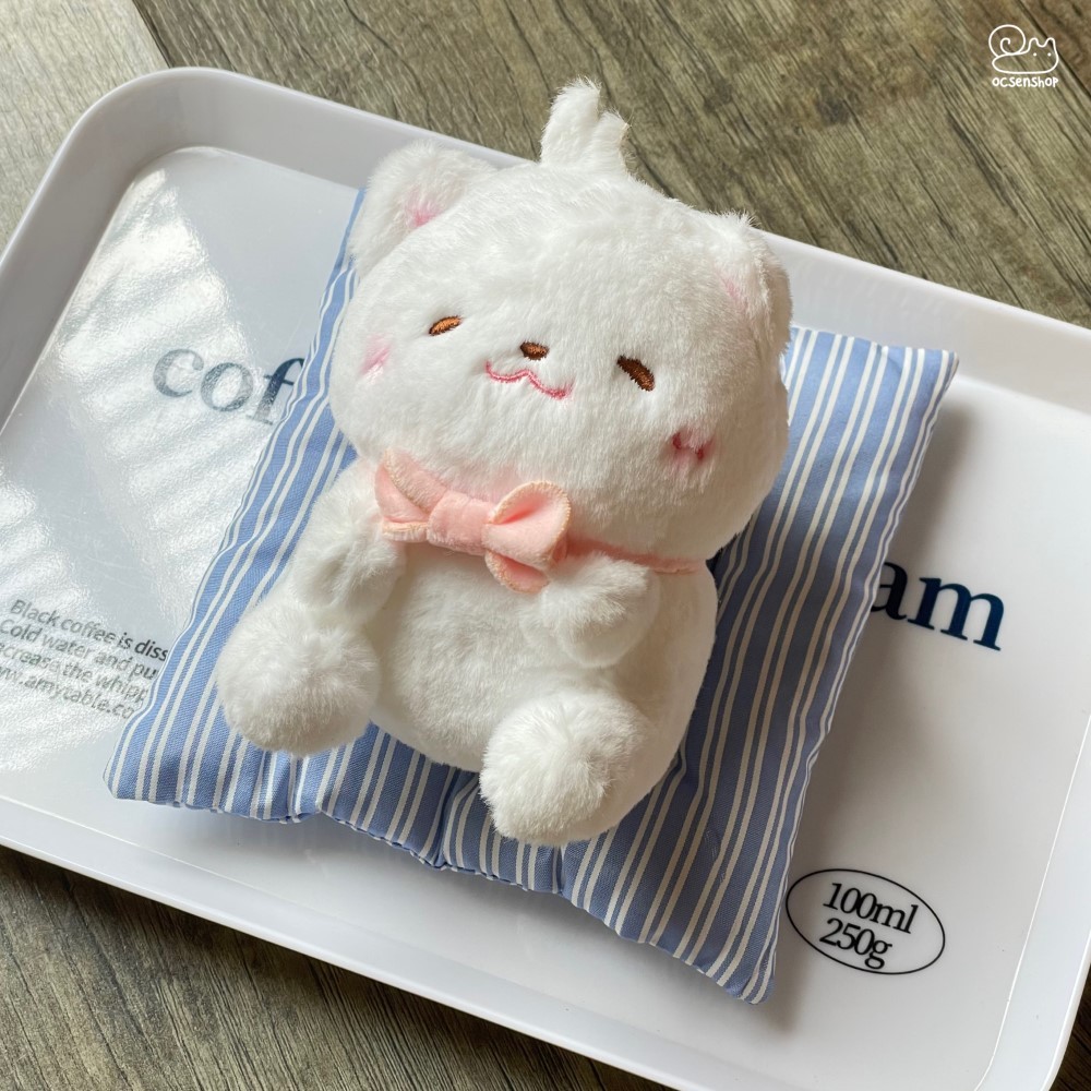 Móc khóa bông gấu đeo nơ hồng