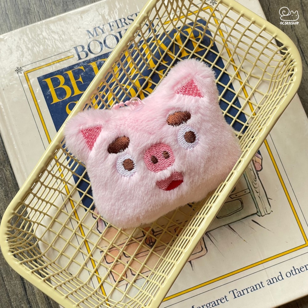 Móc khóa bông mặt Heo hồng (10x6,5cm)