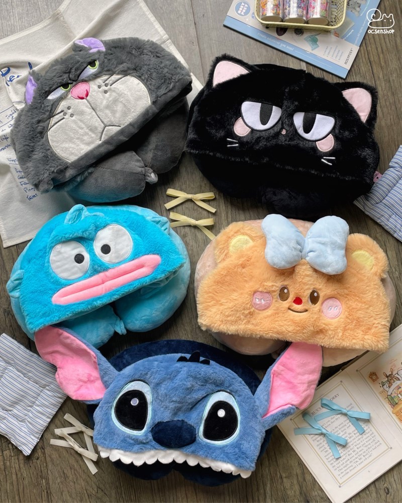 Gối kê cổ kèm mũ cartoon