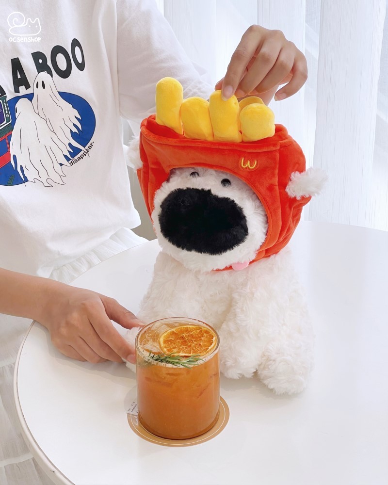 Cún bông đội mũ fast food (35cm)