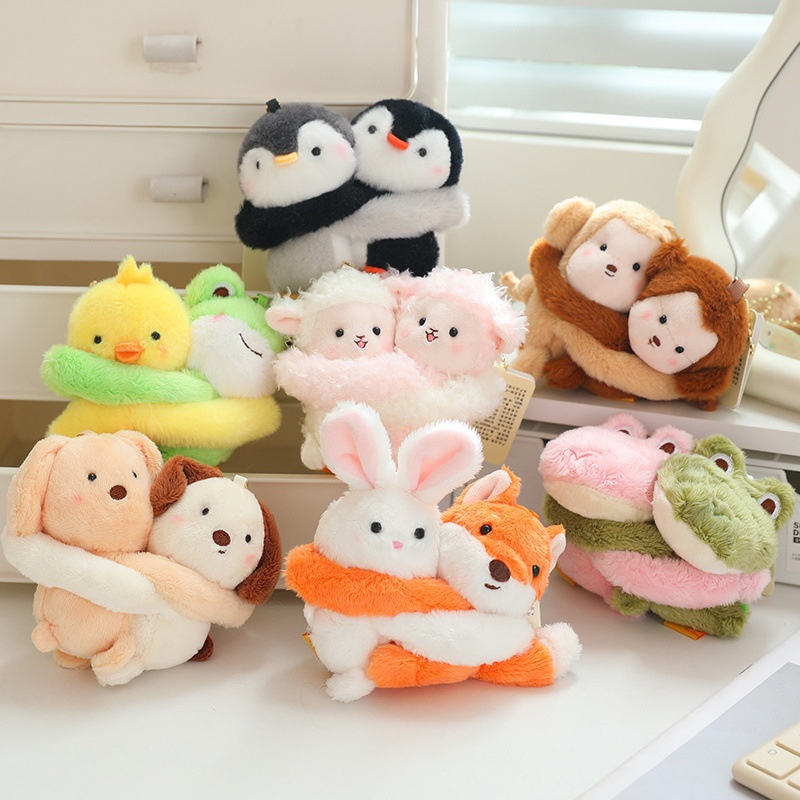 Set móc khóa bông Động vật ôm nhau (2c)