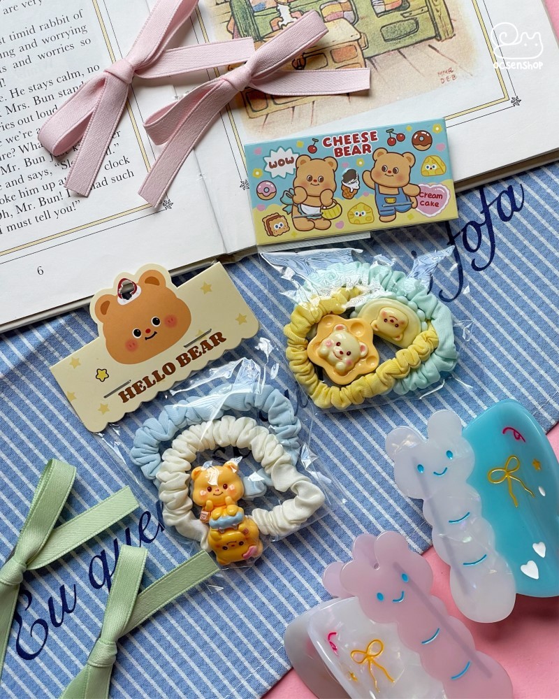 Set chun buộc tóc Cheese bear (2c)