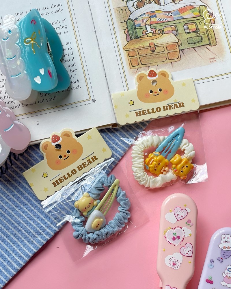 Set chun + kẹp tóc Cheese bear (2c)