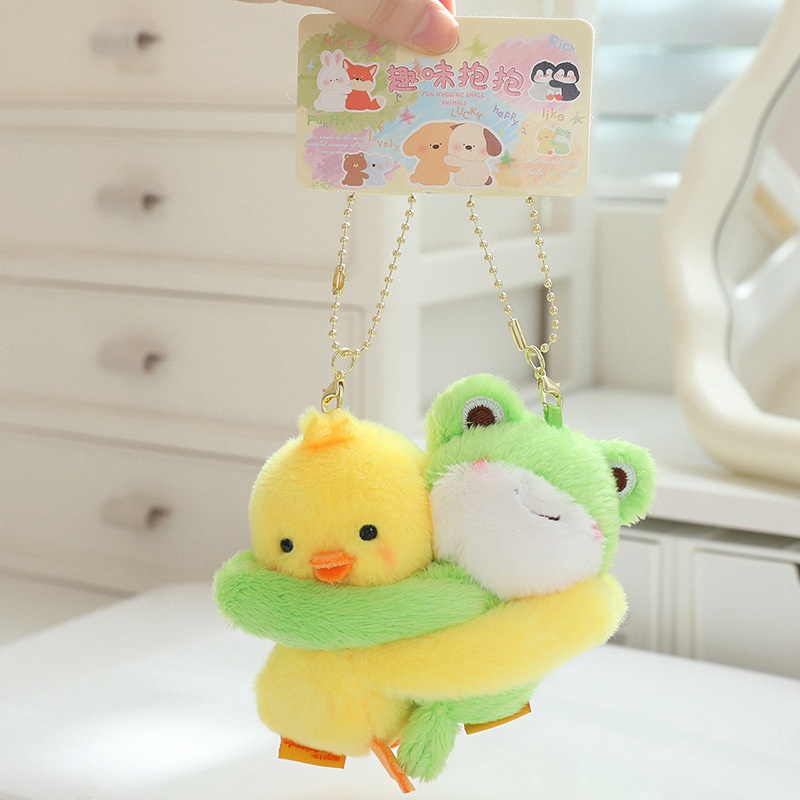 Set móc khóa bông Động vật ôm nhau (2c)