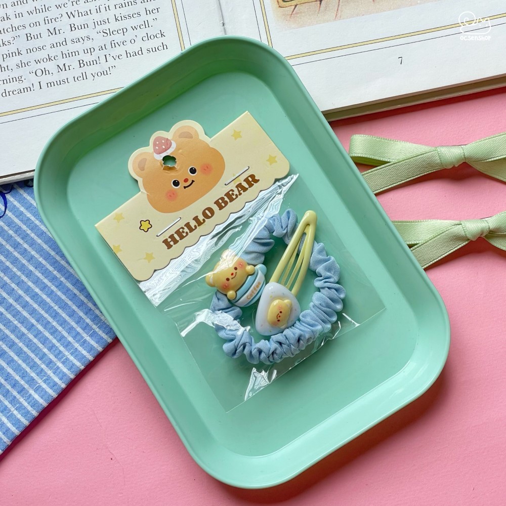 Set chun + kẹp tóc Cheese bear (2c)