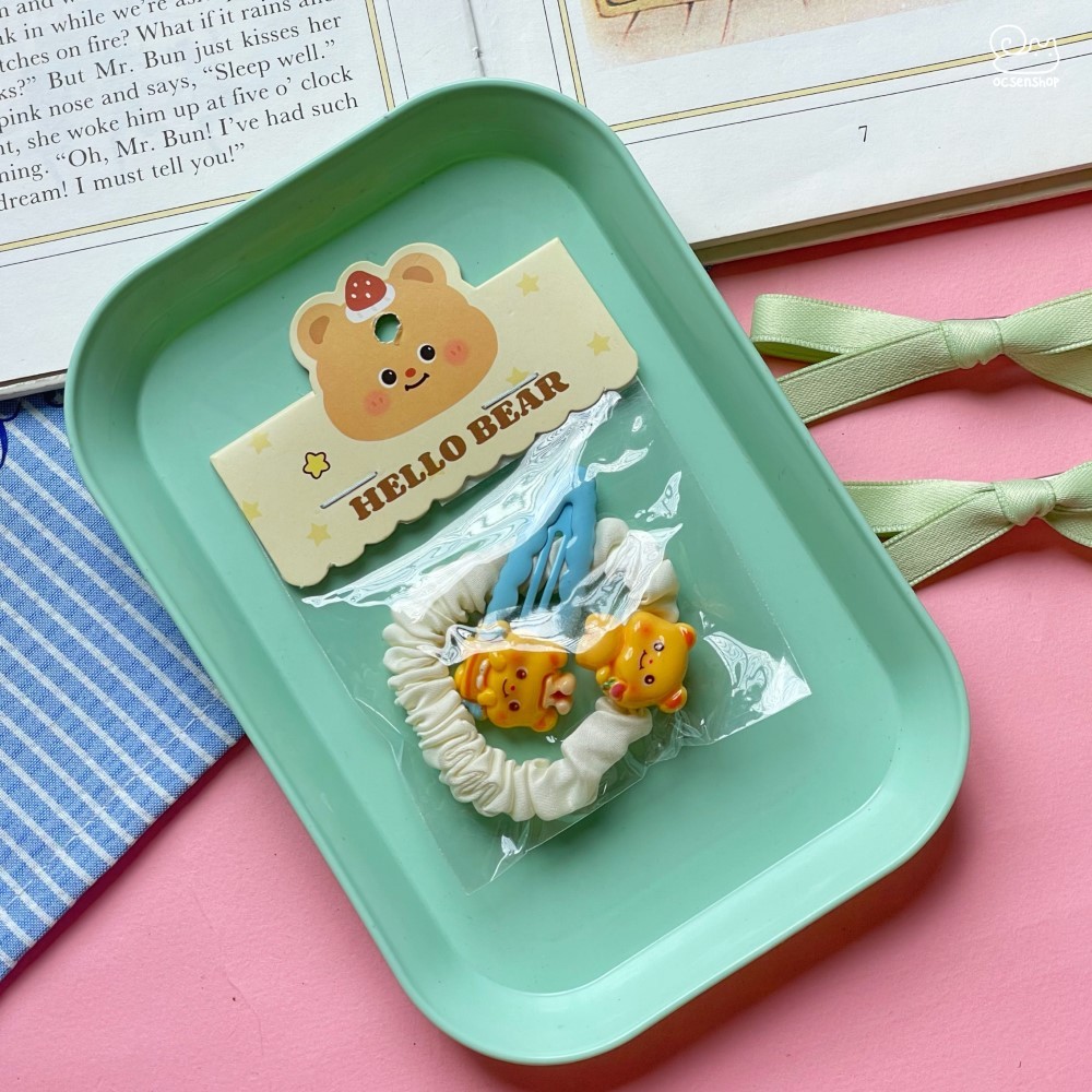 Set chun + kẹp tóc Cheese bear (2c)