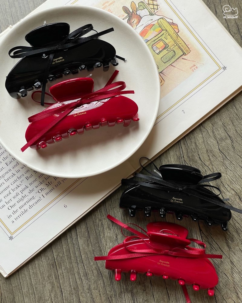 Kẹp càng cua Barrette la France đính nơ (10cm)
