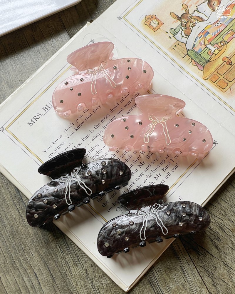 Kẹp càng cua bán nguyệt đính đá (8,8cm)