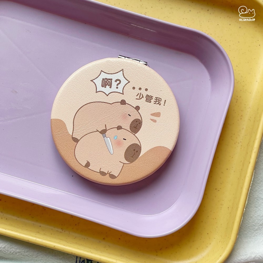 Gương bọc da 2 mặt tròn Capybara