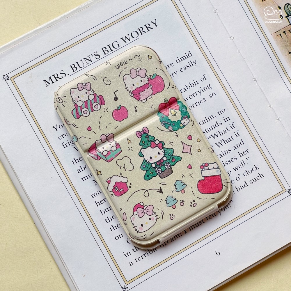 Gương gập bọc da Hello Kitty
