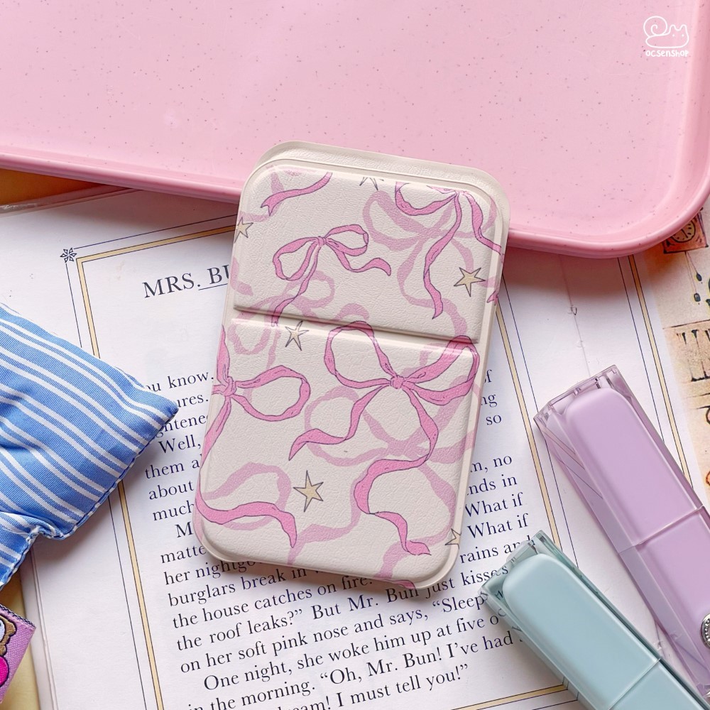 Gương gập bọc da nền hồng (7x10,6cm)