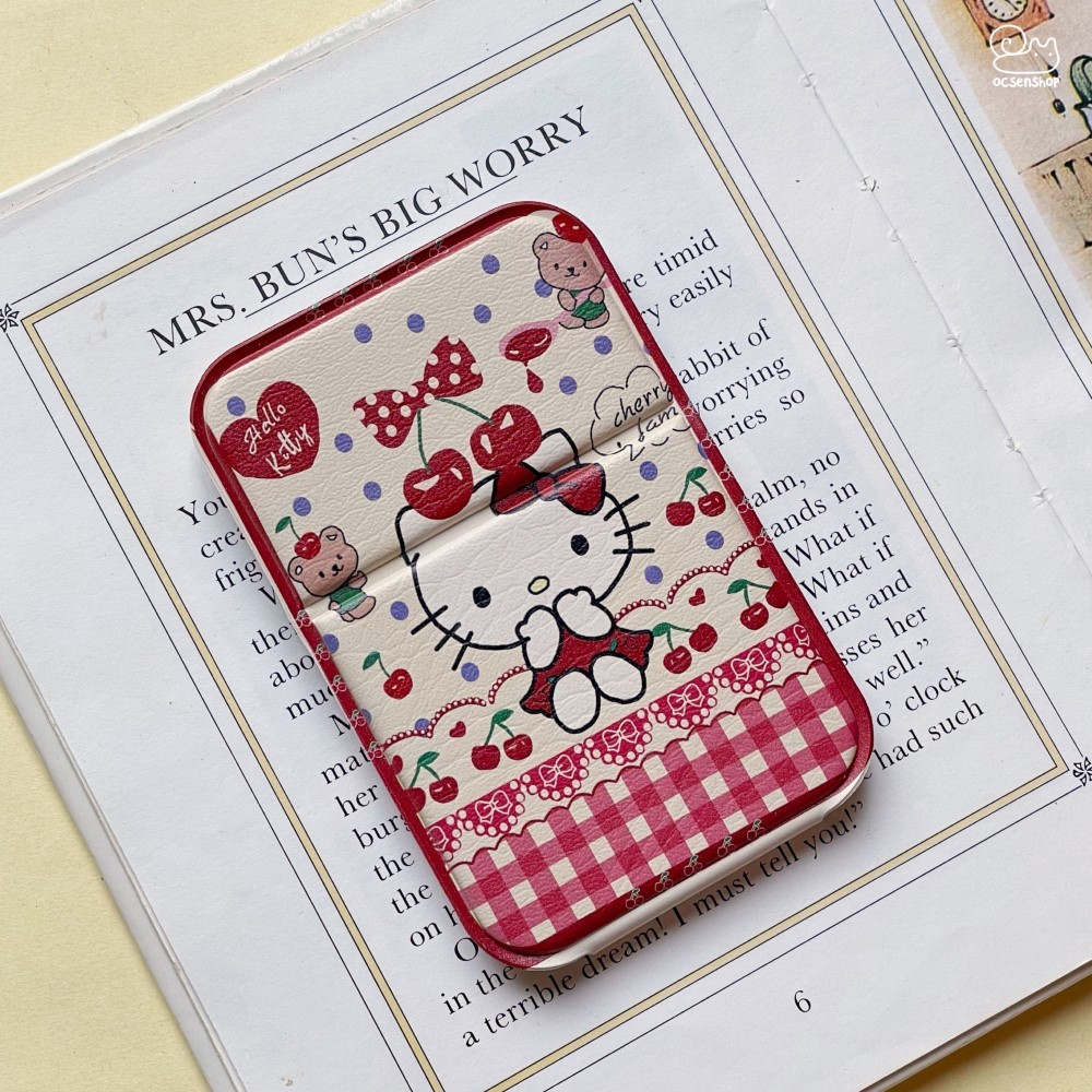 Gương gập bọc da Hello Kitty
