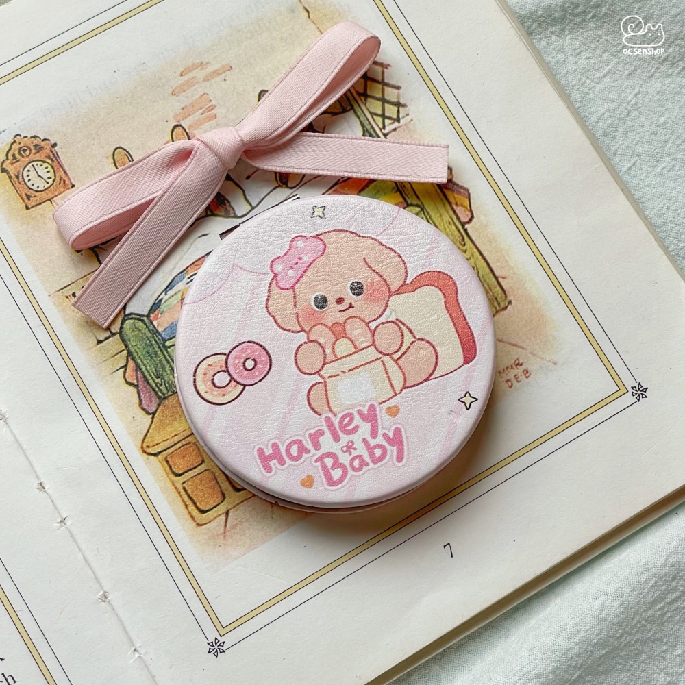 Gương bọc da 2 mặt tròn Harley baby