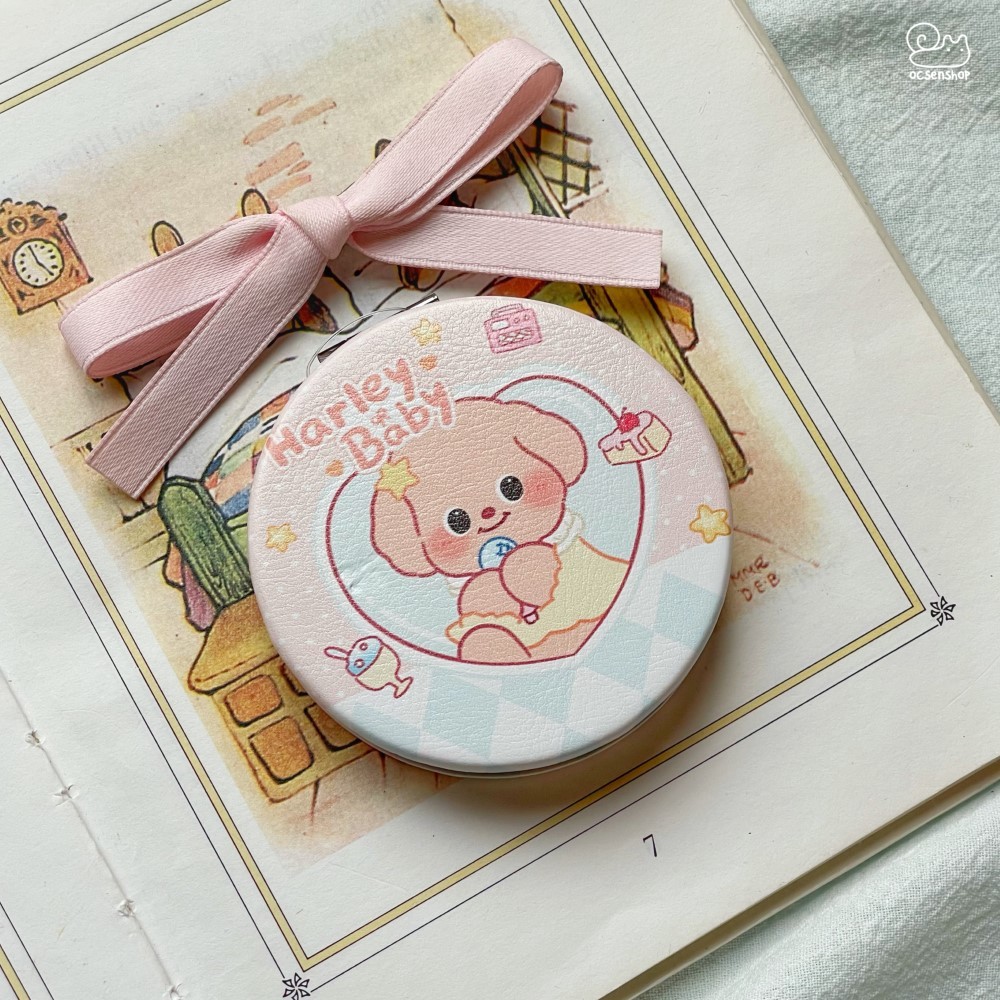 Gương bọc da 2 mặt tròn Harley baby