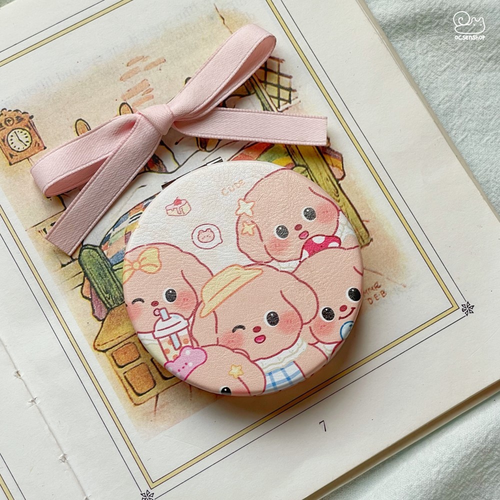 Gương bọc da 2 mặt tròn Harley baby