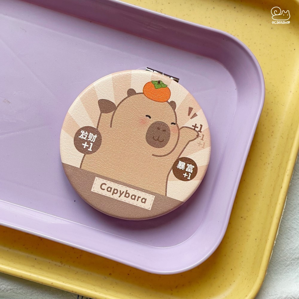 Gương bọc da 2 mặt tròn Capybara