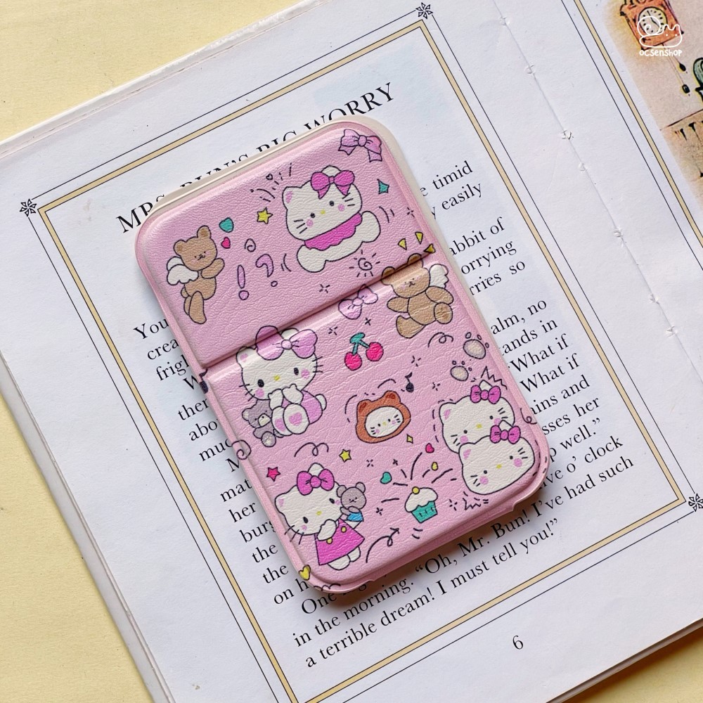 Gương gập bọc da Hello Kitty