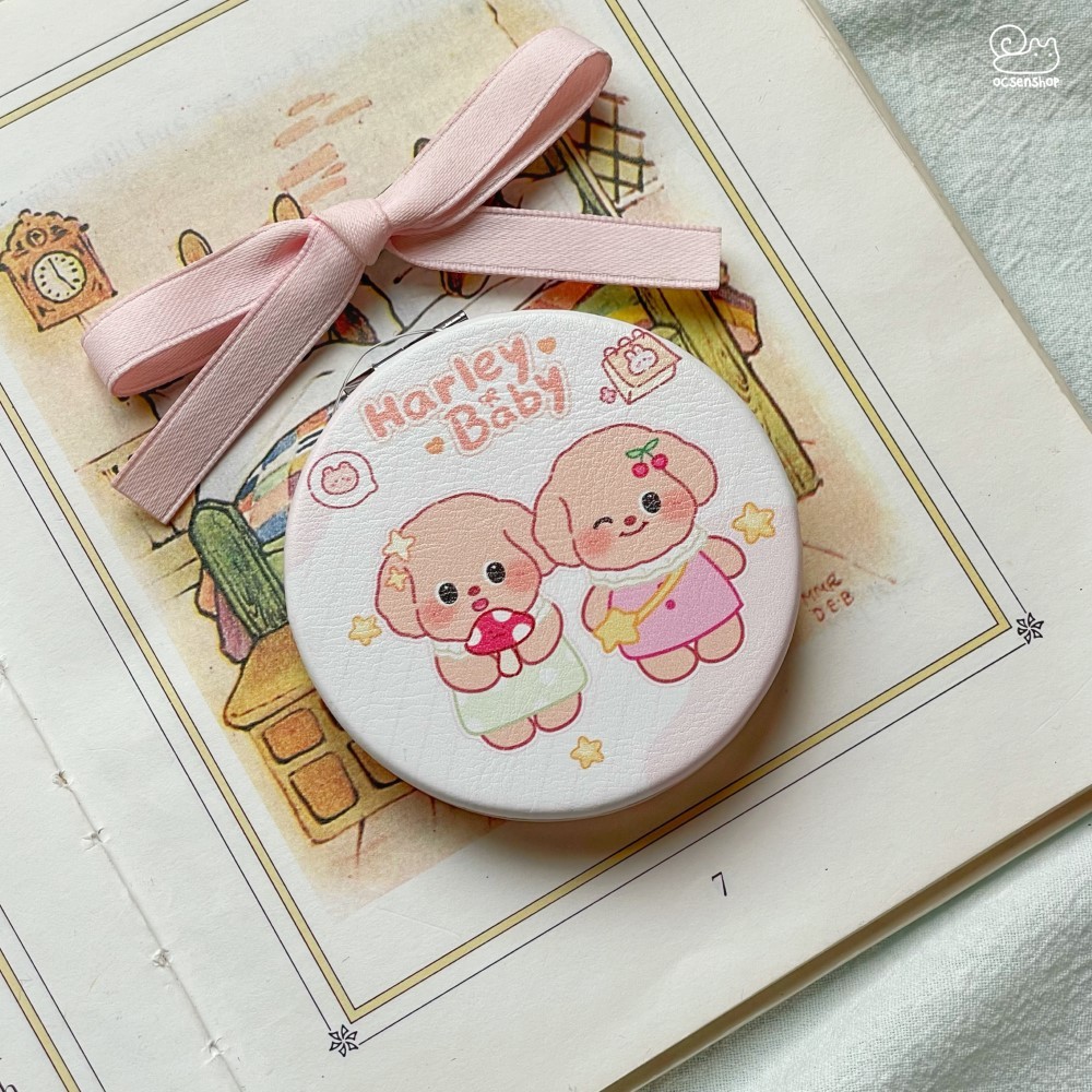 Gương bọc da 2 mặt tròn Harley baby