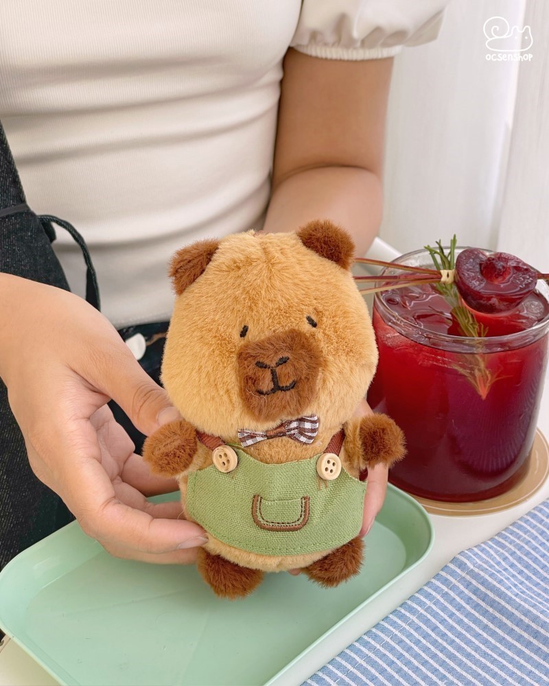 Móc khóa bông Capybara đầu bếp