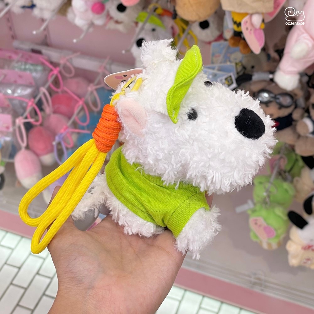 Móc khóa bông Cún trắng lông xù