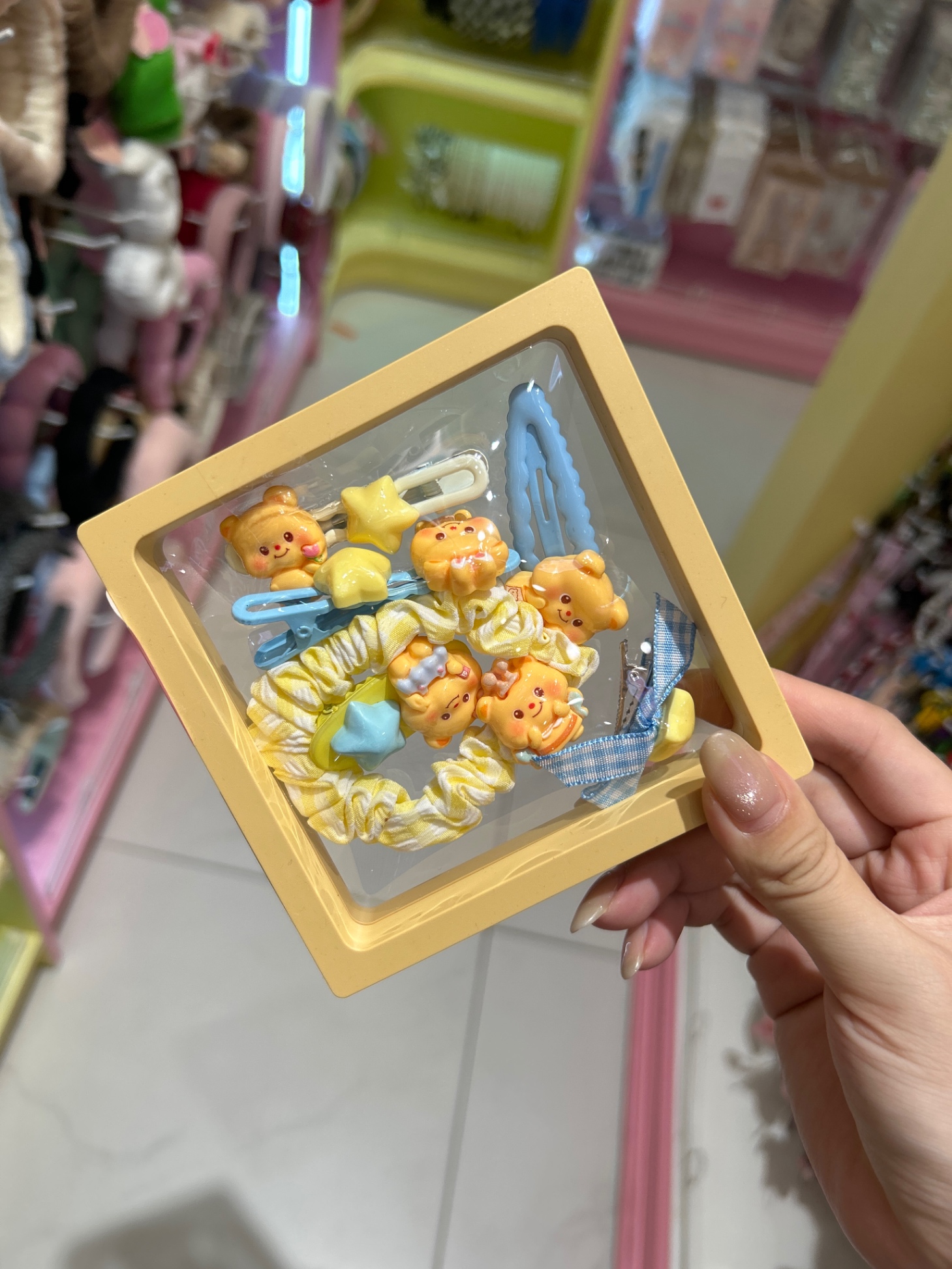 Hộp chun + kẹp tóc Cheese bear