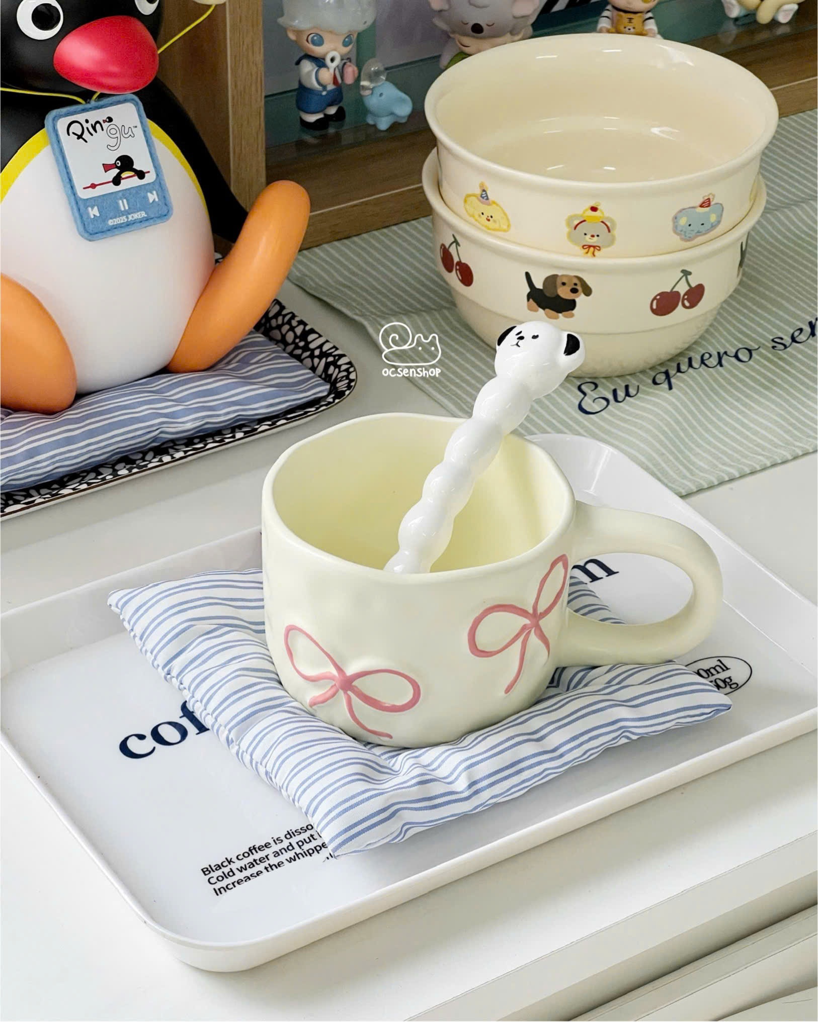 Cốc sứ Nơ hồng (300ml)