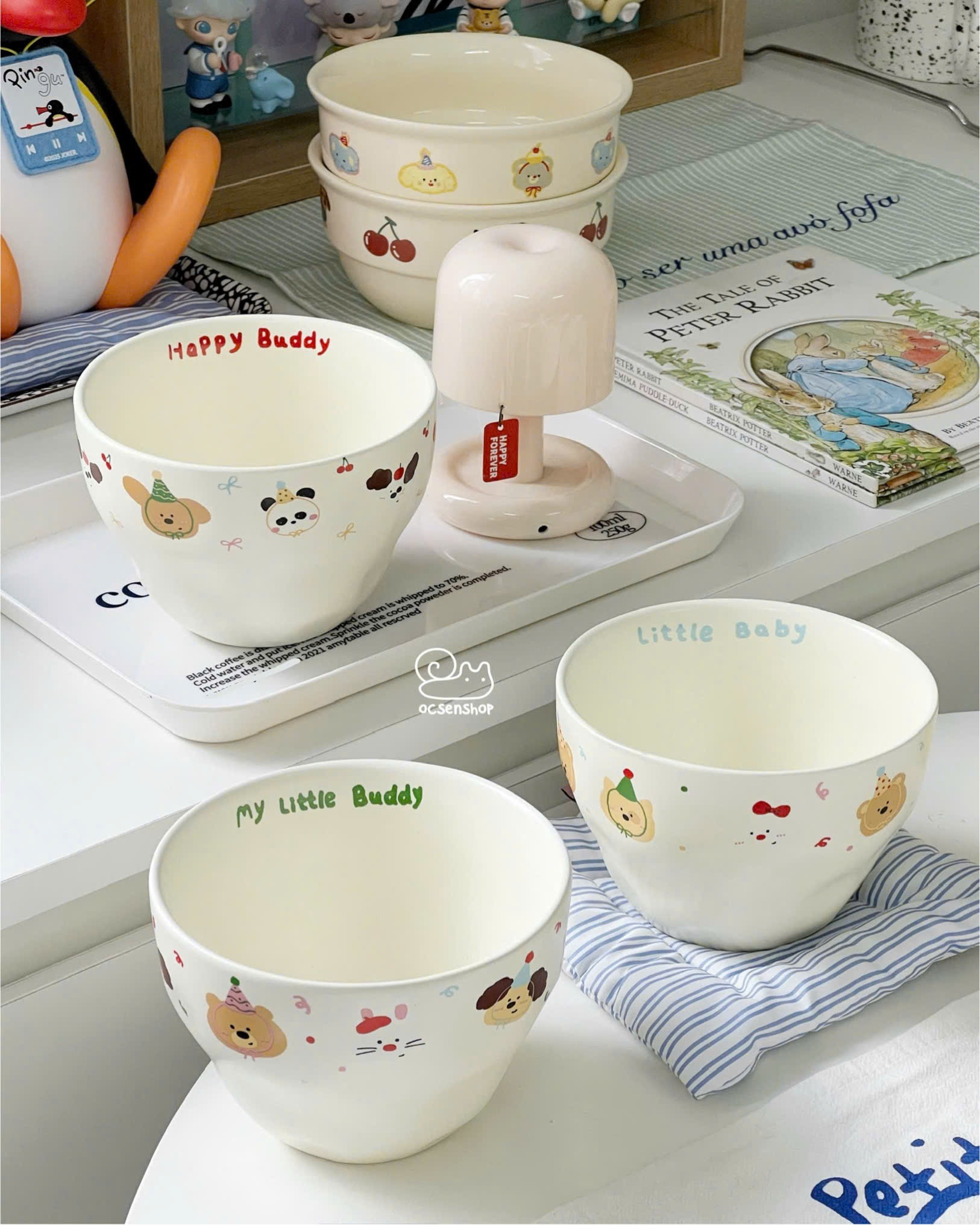 Bát sứ Động vật đội mũ chóp (12,8x8,6cm)