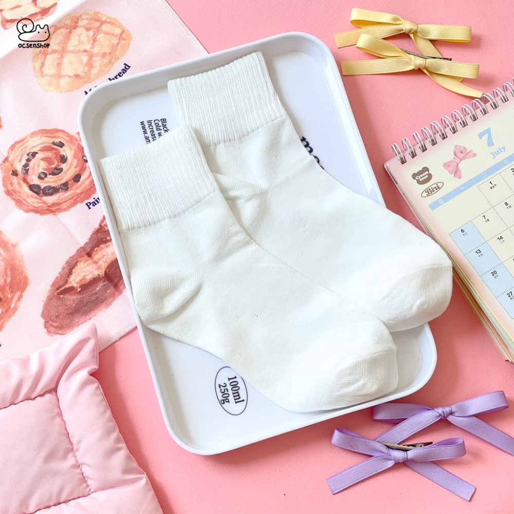 Tất cao cổ cổ sọc trơn màu