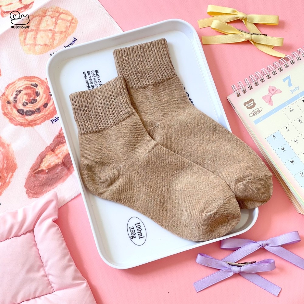 Tất cao cổ cổ sọc trơn màu